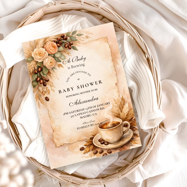 Rustik Baby Shower: En Baby Bryggs Kaffe Inbjudningar (Skapare uppladdad)