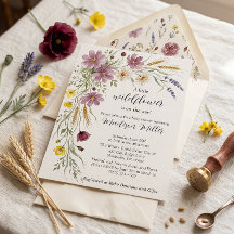 Rustik baby shower-inbjudan med vilda blommor och