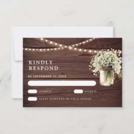 Rustik baby's breath murkla bröllop OSA kort