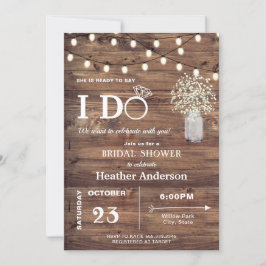 Rustik Baby's Breath och strängljus Bröllopsfest Inbjudningar