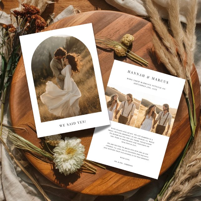 Rustik bågbröllopsfotografi Vi sa ja Bröllop Meddelande (Skapare uppladdad)