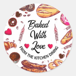 Rustik bakad med kärlek från köksmidning runt klistermärke