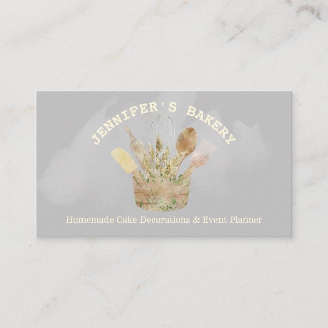 Rustik bakerilackering Trärkock, vattenfärg Visitkort (Framsida)
