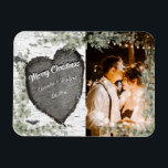 Rustik bark trä hjärta eukalyptus grönska magnet<br><div class="desc">Rustik bark trä hjärta eukalyptus grönska nygift fotomagnet</div>