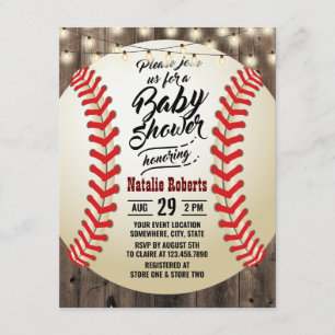 Rustik baskeball Barn Wood Sports Baby Shower Inbjudningar