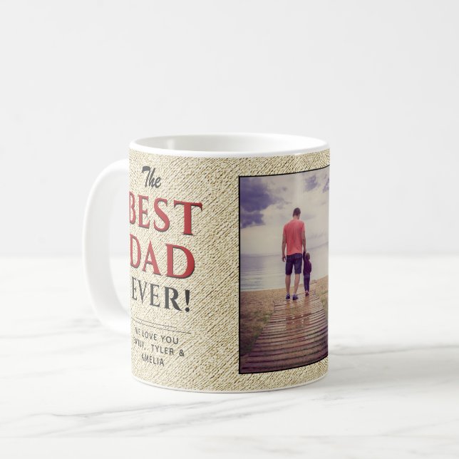Rustik Bästa Pappa Någonsin Fars Dag Foto Kaffemugg (Framsida vänster)
