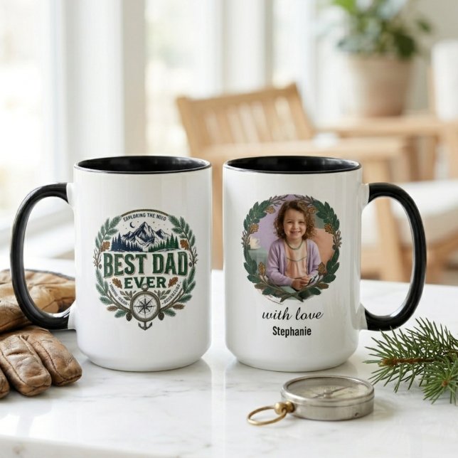 Rustik Bästa Pappa Någonsin – Utomhuspresent till  Mugg (Rustic Best Day Ever Fathers Day coffee mug)