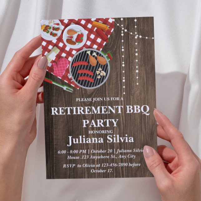 Rustik BBQ-fest för pensionering  Inbjudningar (Skapare uppladdad)