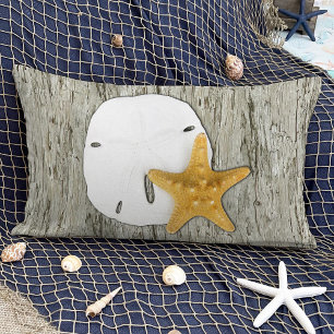Rustik Beach Driftwood med Sand Dollar & Starfish Prydnadskudde