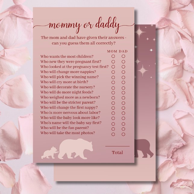 Rustik Bear Baby Shower Mamma eller Pappa Quiz (Skapare uppladdad)