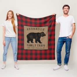 Rustik Bear Family Cabin Red Buffalo Play Burlap Fleecefilt