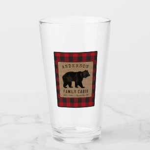 Rustik Bear Family Cabin Red Buffalo Play Burlap Glaskopp