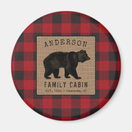 Rustik Bear Family Cabin Red Buffalo Play Burlap Magnet