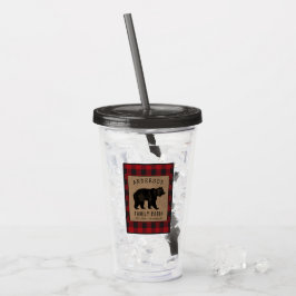 Rustik Bear Family Cabin Red Buffalo Play Burlap Take Away Mugg