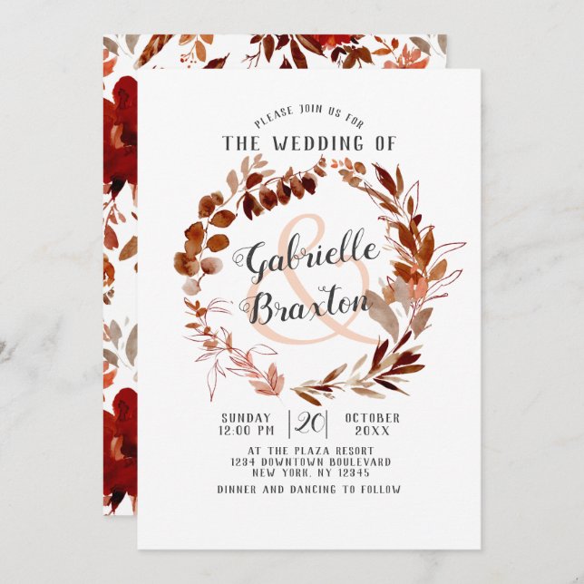 Rustik Beauty Bohemian Löv Vine Wandan Bröllop Inbjudningar (Fram/baksida)