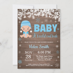 Rustik Bebis det är kallt ute Pojke Baby Shower Inbjudningar