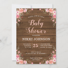 Rustik Bebis Flicka Shower Country Chic Blommig Tr Inbjudningar