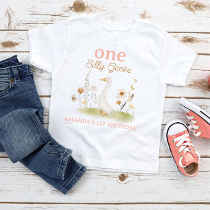Rustik Beige Blommig En Dum Gås 1-årsdag T Shirt
