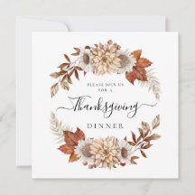Rustik Beige Höst Blommig Thanksgiving Middag