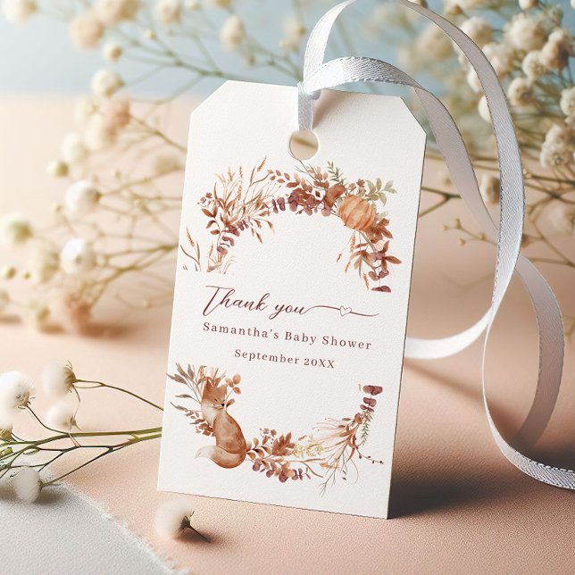 Rustik Beige Skogsräv Tack Presentetikett (Skapare uppladdad)