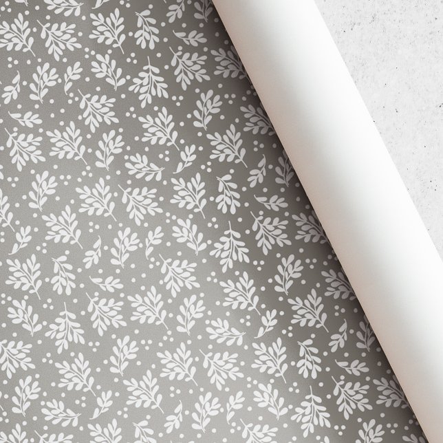 Rustik Beige Vinterlöv Jul Presentpapper (Skapare uppladdad)