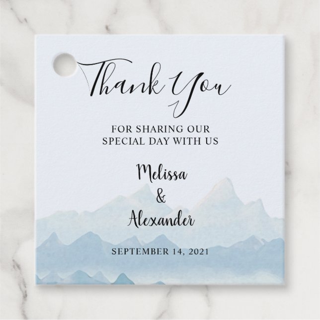 Rustik Bergsområde för vattenbruk Bröllop Tack Gåvor Etiketter (Framsida)