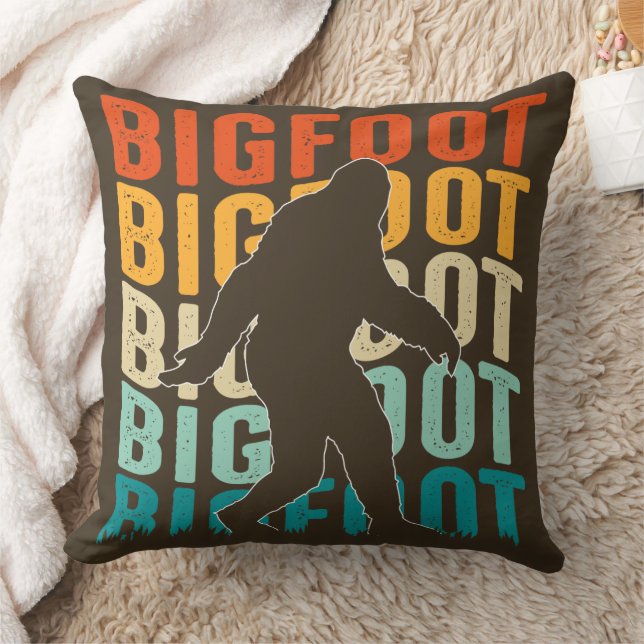 Rustik Bigfoot Sasquatch Grafisk Brun Kudde (Filt)