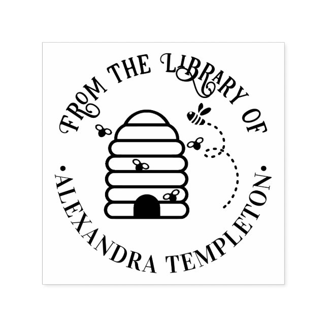 Rustik bikupa, flygande bin #1 Biblioteksboknamn Självfärgande Stämpel (Design)