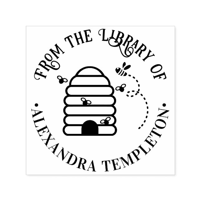 Rustik bikupa, flygande bin #1 Biblioteksboknamn Självfärgande Stämpel (Design)
