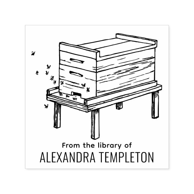 Rustik bikupa Flygande bin #4 Boknamn Självfärgande Stämpel (Design)