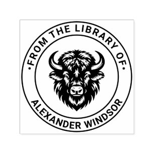 Rustik Bisonhuvud #1 Biblioteksboknamn Självfärgande Stämpel