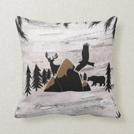 Rustik Björk Utomhus Vildmark Ett 1-årsdag Kudde