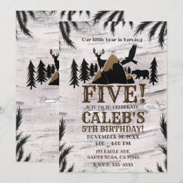 Rustik Björk Utomhus Vildmark Födelsedagsfest Inbjudningar