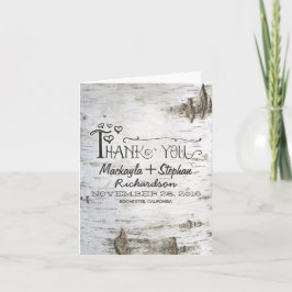 rustik björkbark bröllop tackkort