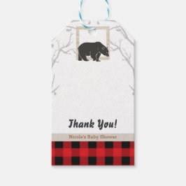 Rustik Björnrandig Baby Shower-fest Present Förmån Presentetikett