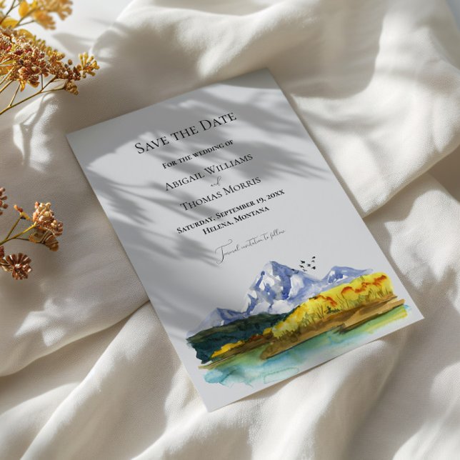Rustik Blå Berg Vattenfärg Spara Datum Kort (Skapare uppladdad)