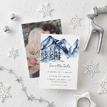 Rustik blå bergsfärg Spara datumet<br><div class="desc">Rustic Blue Mountain Watercolor Spara datumet - Vår inbjudan har ett fantastiskt,  vattenfärdigt bergslandskap i gräs träd. Spara datumet ingår i en samling.</div>