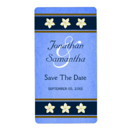 Rustik blå Blommigt Spara stora Vin-etiketter Fraktsedel