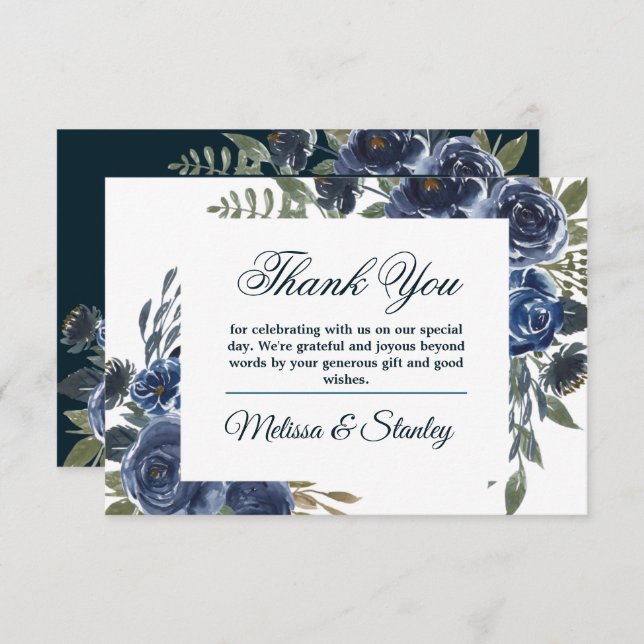 Rustik Blå Grön Eukalyptus Blommig Akvarell Tack Kort (Fram/baksida)