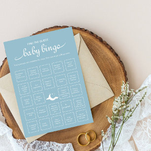 Rustik blå hitta gäst babybingo inbjudningar