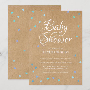 Rustik blå kärlekshjärta Baby Boy Shower/Sprinkle Inbjudningar