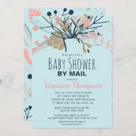 Rustik, blå pastellskuva för botaniskt spädbarn ef inbjudningar