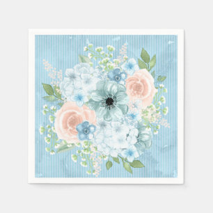 Rustik Blå Rosa Grön Blommig Shabby Chic Pappersservett