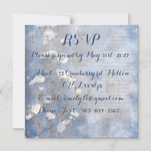 Rustik Blå RSVP-kort