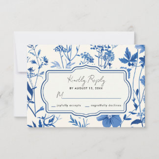 Rustik Blå Vildblomma Bröllop RSVP OSA Kort