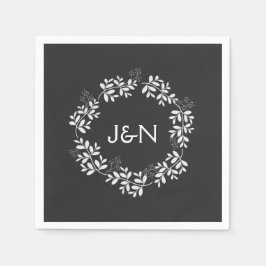 Rustik bladkrans Modern personlig vigsel Pappersservett