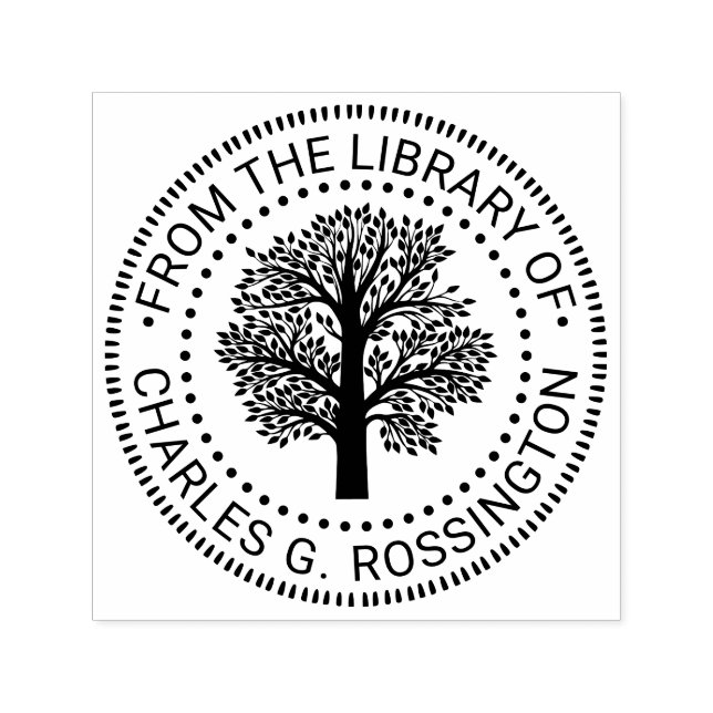 Rustik Bladrik Familjeträd Rnd Bibliotek Boknamn Självfärgande Stämpel (Design)
