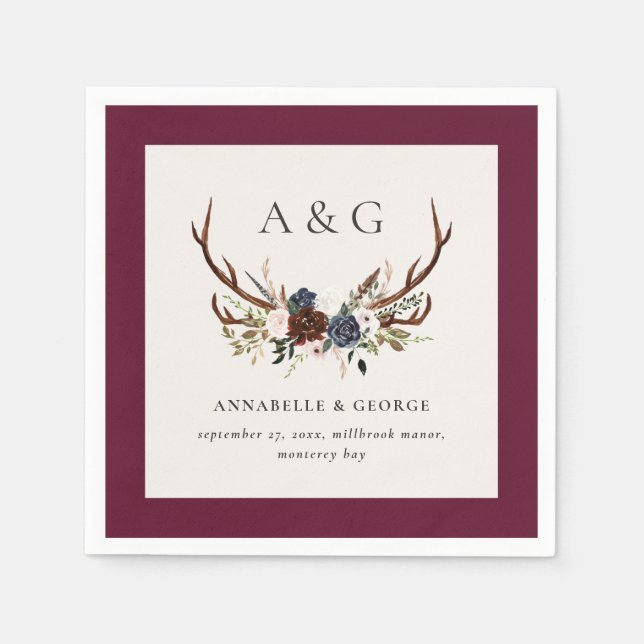 Rustik bladskikt, blommigt och bröllopsfest av fas pappersservett (Framsidan)