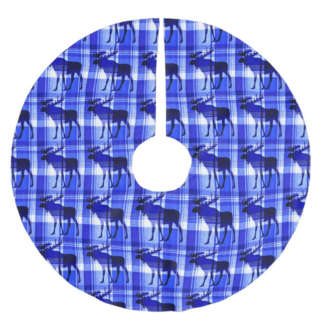 Rustik, blåvitromys, träd julgransmatta borstad polyester (Framsidan)