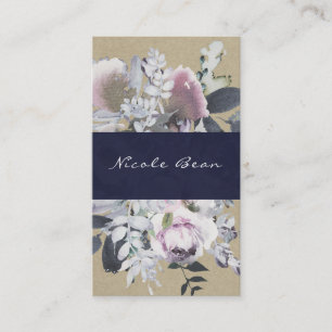 Rustik blom glamourös marin kraft modern chic visitkort